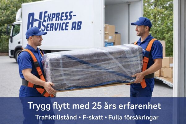 Professionell flyttfirma A-J Express-Service med trafiktillstånd och försäkringar som utför trygg flytt i Stockholm